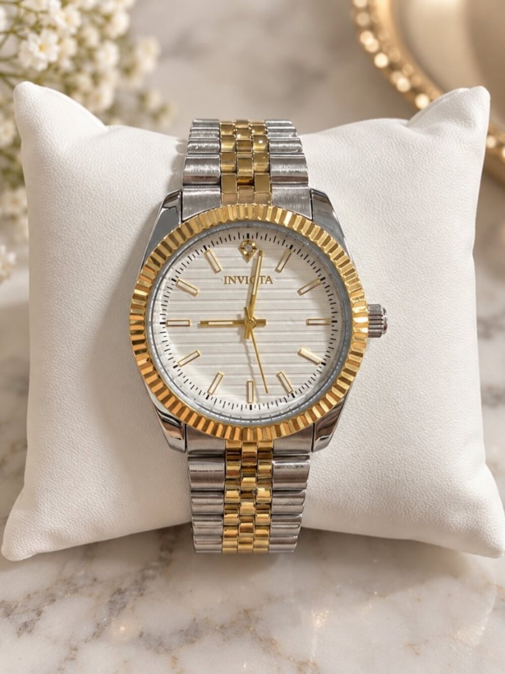 Invicta Celestial Somerset Men's 36mm Two-Tone Gold Steel White Dial Watch 69169